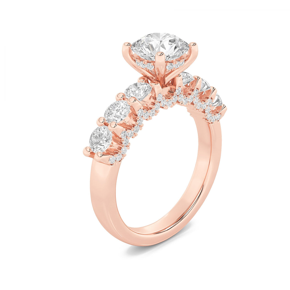2.5CTW Round Lab-Grown Diamond Prong Accented Double Halo Set of Band and Ring 77 Stones