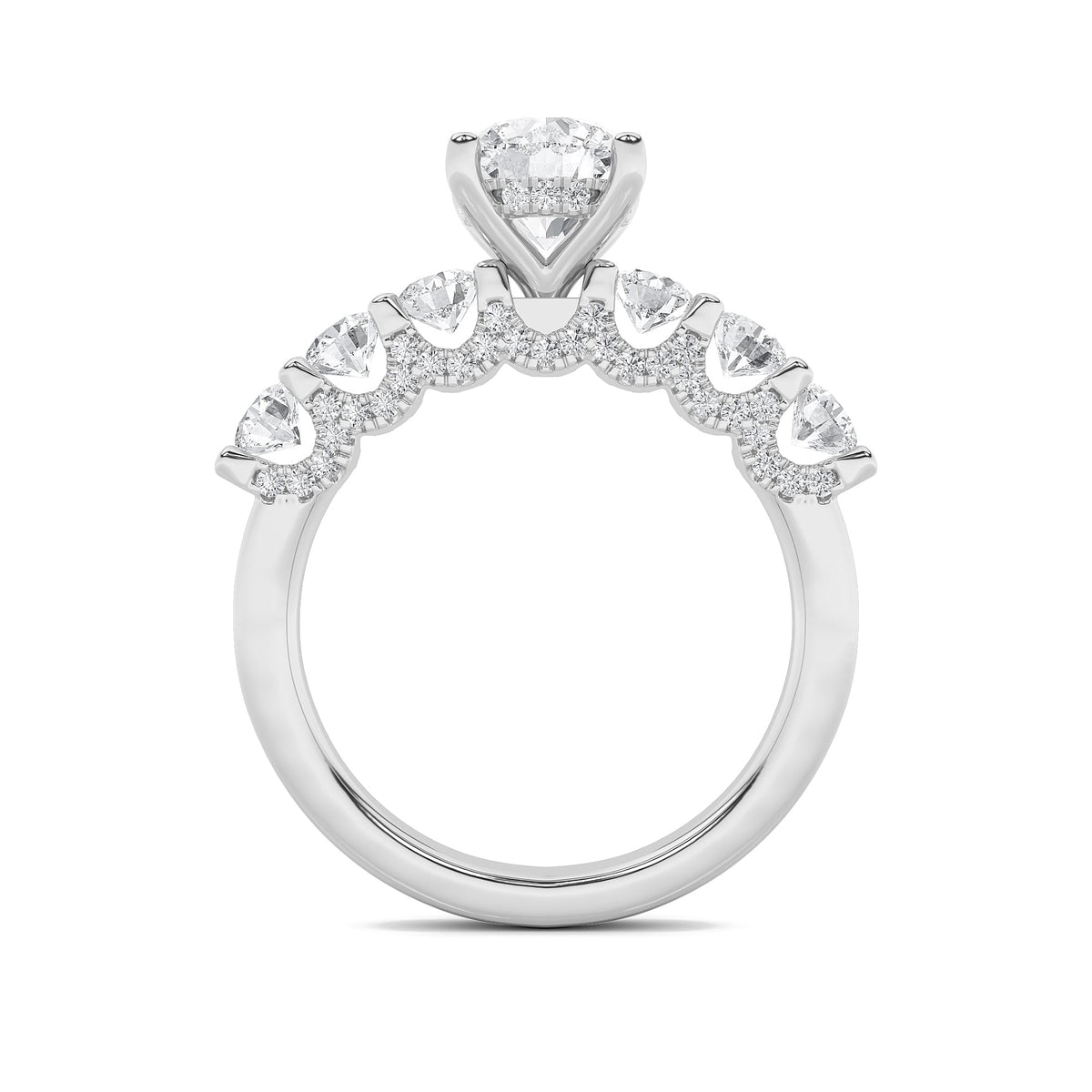 5CTW Round Lab-Grown Diamond Prong Accented Double Halo Set of Band and Ring 149 Stones