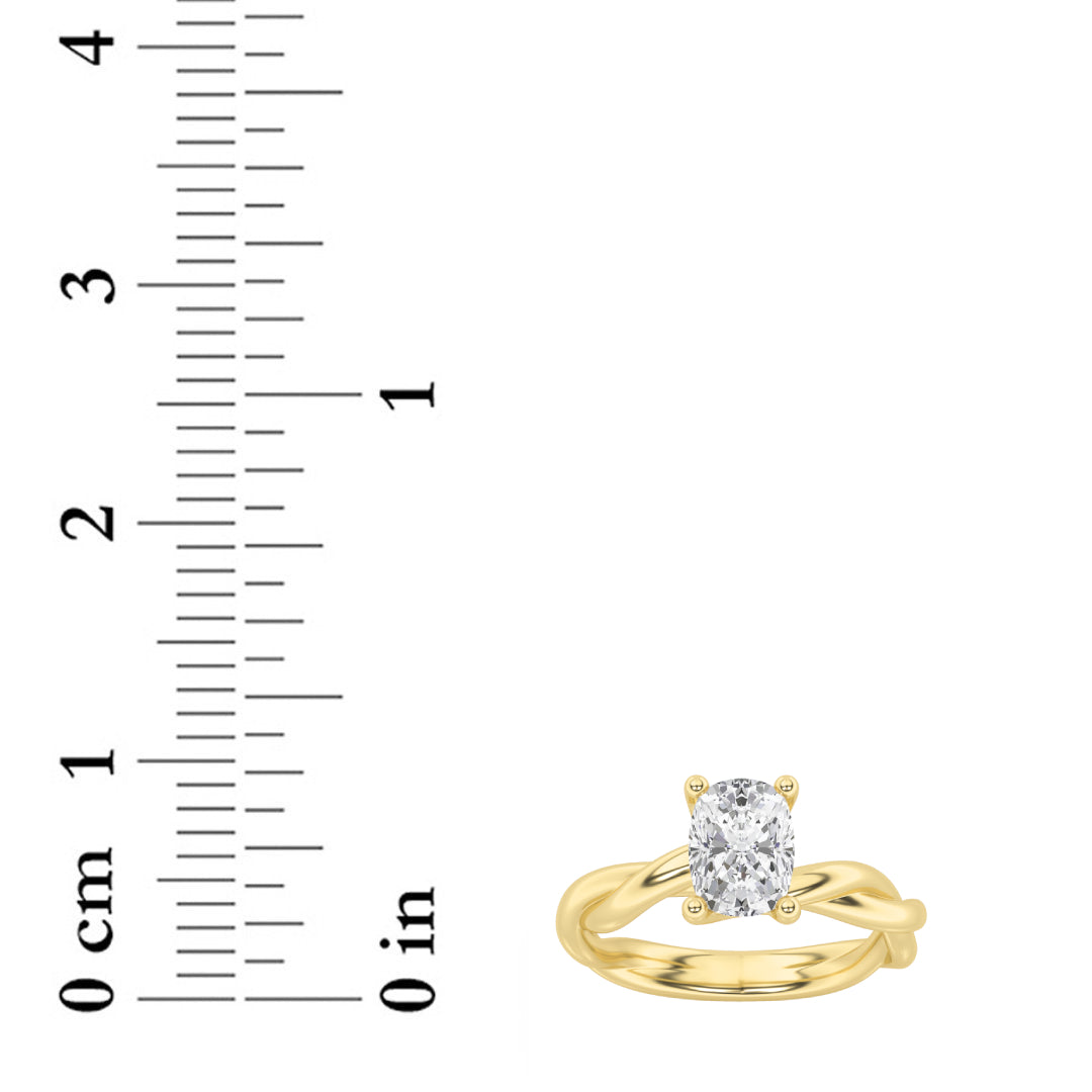 1CTW Elongated Cushion Lab-Grown Diamond Prong Twisted Shank Solitaire Engagement Ring 1 Stone