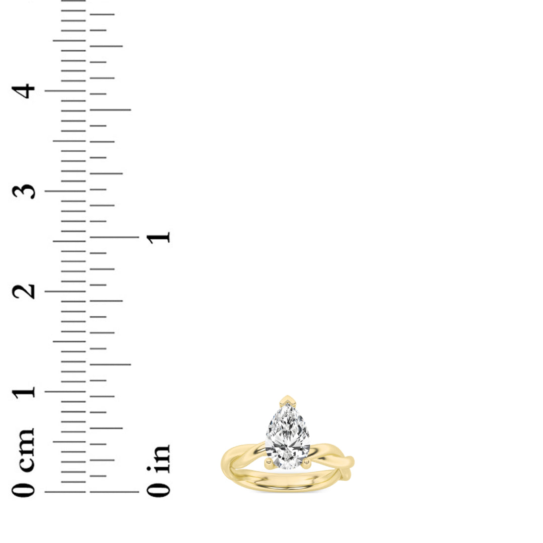 1CTW Pear Lab-Grown Diamond Prong Twisted Shank Solitaire Engagement Ring 1 Stone