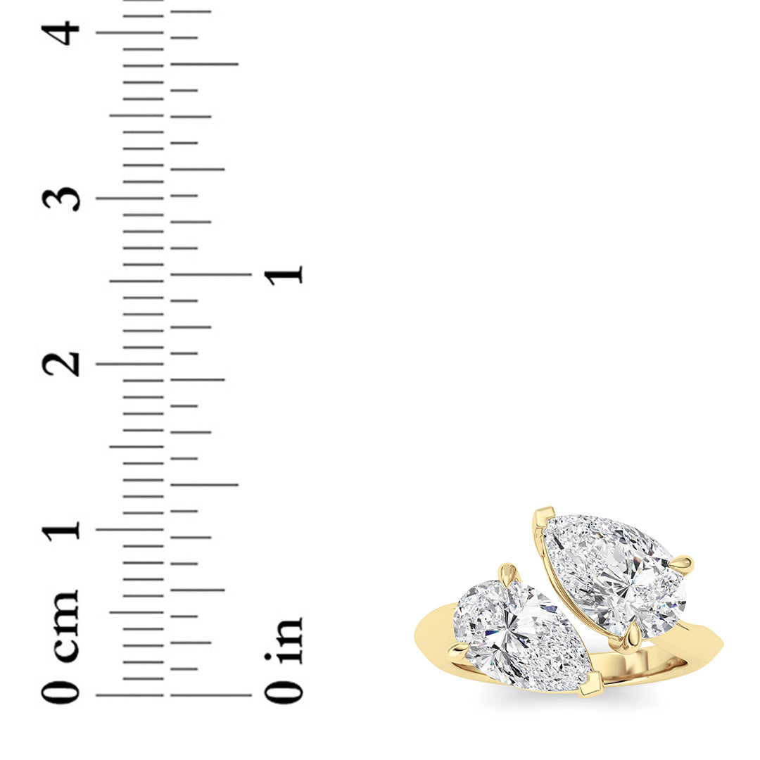 3CTW Pear Lab-Grown Diamond Prong Toi et Moi Engagement Ring 2 Stones 3ct Center