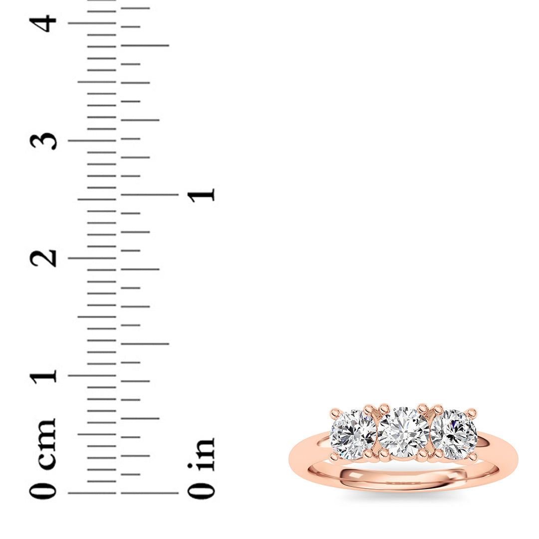 0.75CTW Round Lab-Grown Diamond Prong Three Stone Band Ring 3 Stones