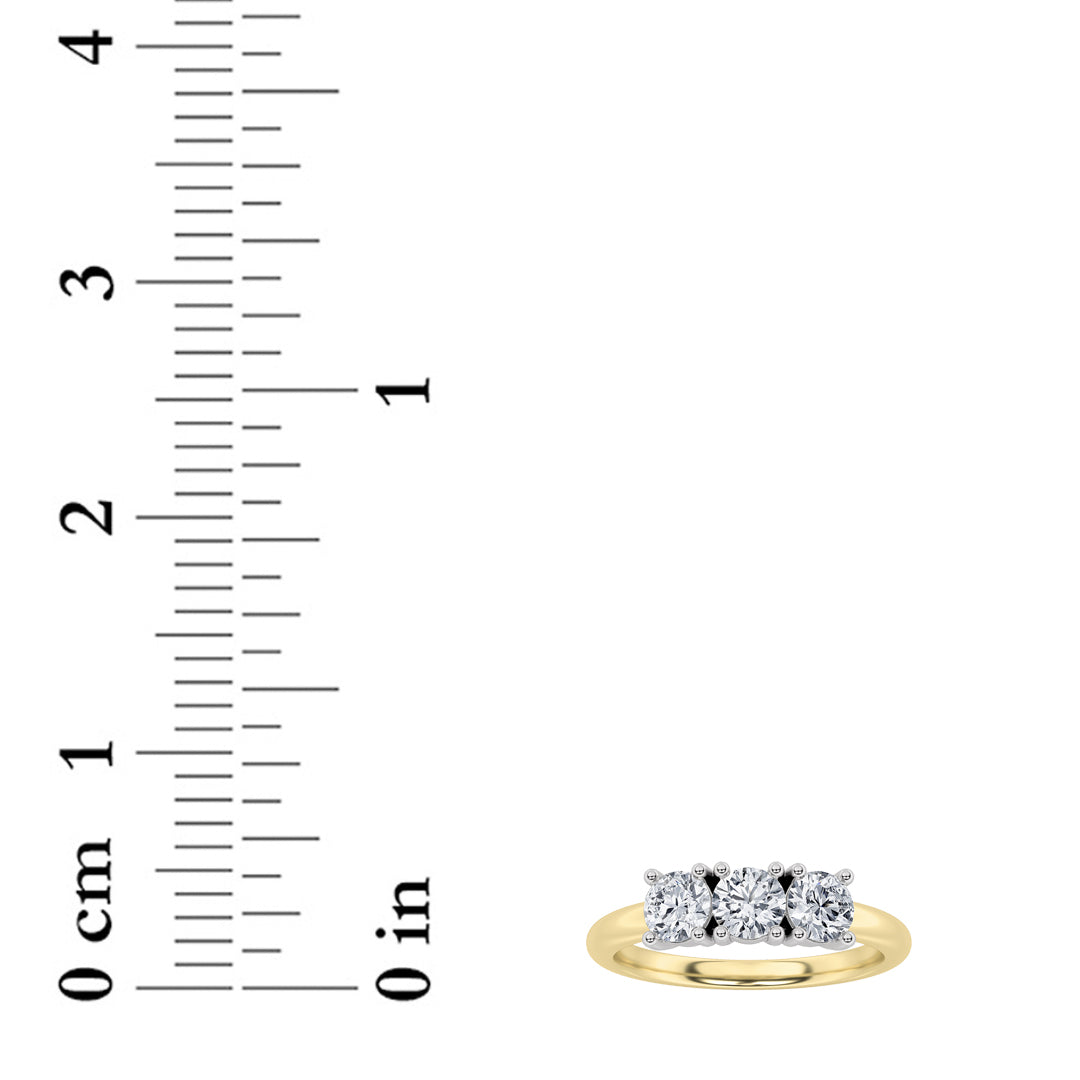 2CTW Round Lab-Grown Diamond Prong Three Stone Band Ring 3 Stones
