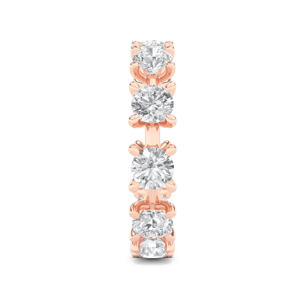 3CTW Round Lab-Grown Diamond Prong Eternity Band Ring 11 Stones - Rose Gold