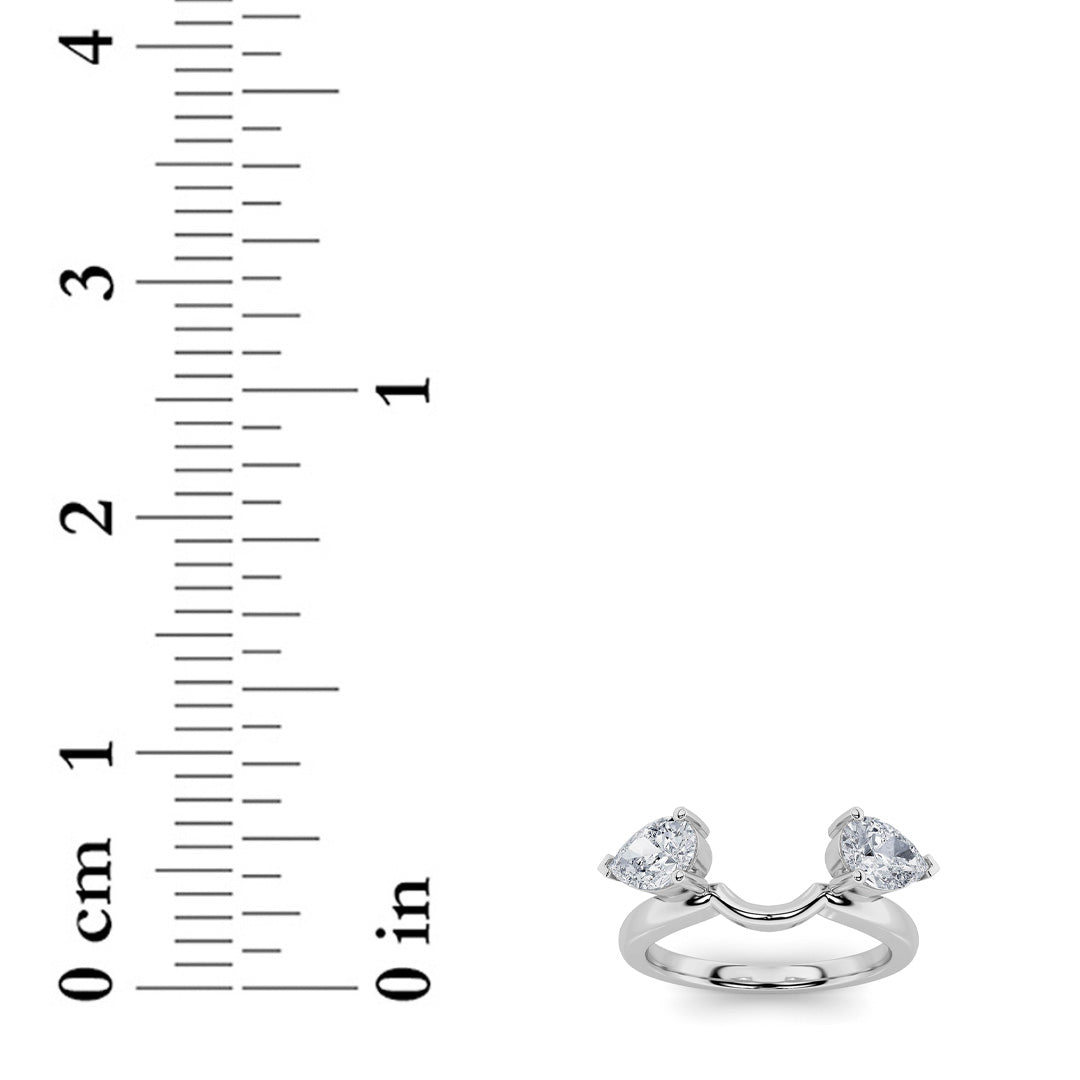 1CTW Pear Lab-Grown Diamond Prong Wrap Ring 2 Stones