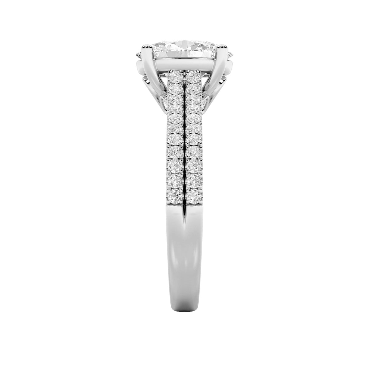 2CTW Oval Lab-Grown Diamond Prong Two Row Fancy Accented Engagement Ring 53 Stones