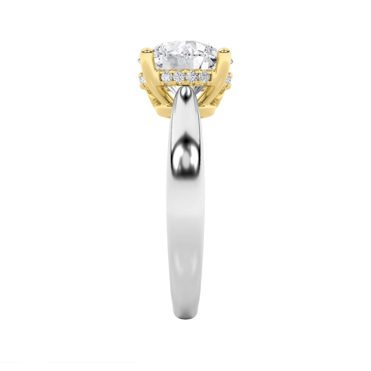 3.5CTW Round Lab-Grown Diamond Prong Hidden Halo Two Tone Engagement Ring 19 Stones