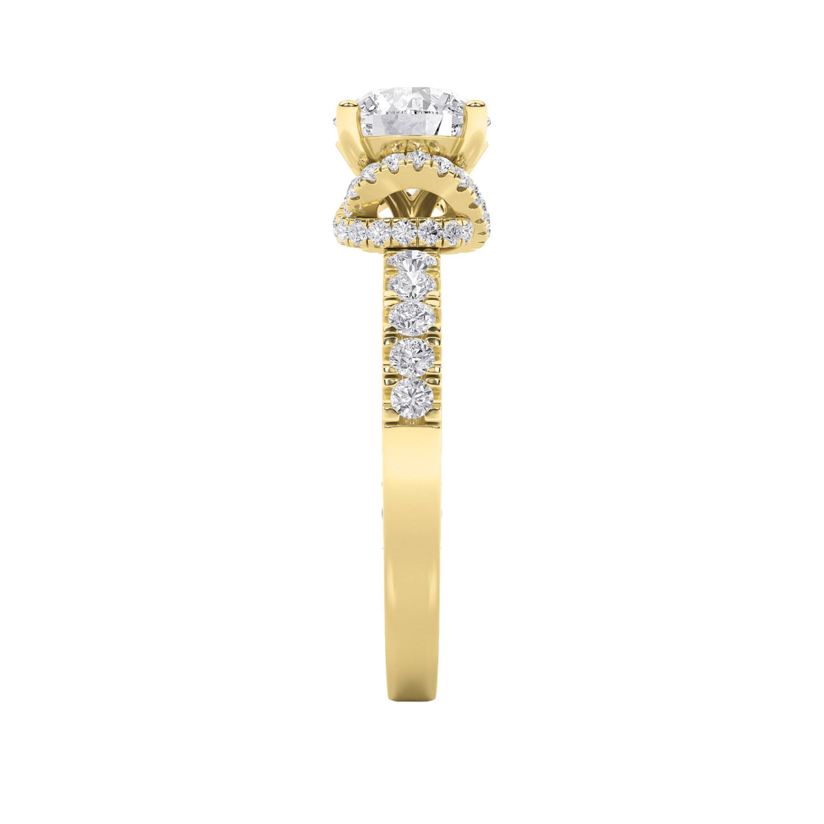 2CTW Round Lab-Grown Diamond Prong Two Tone Accented Fancy Engagement Ring 47 Stones