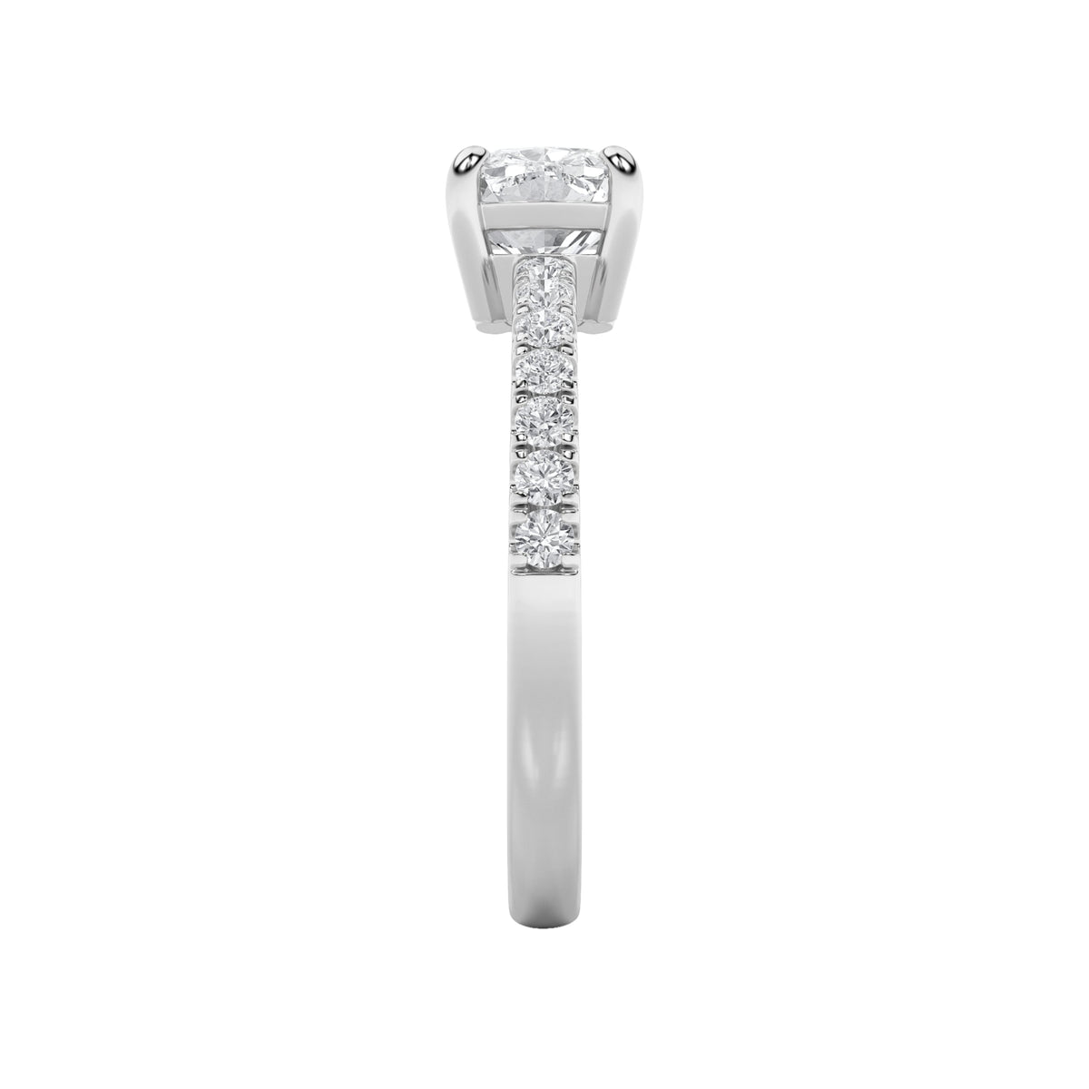 1.5CTW Elongated Cushion Lab-Grown Diamond Prong East West Accented Ring 15 Stones