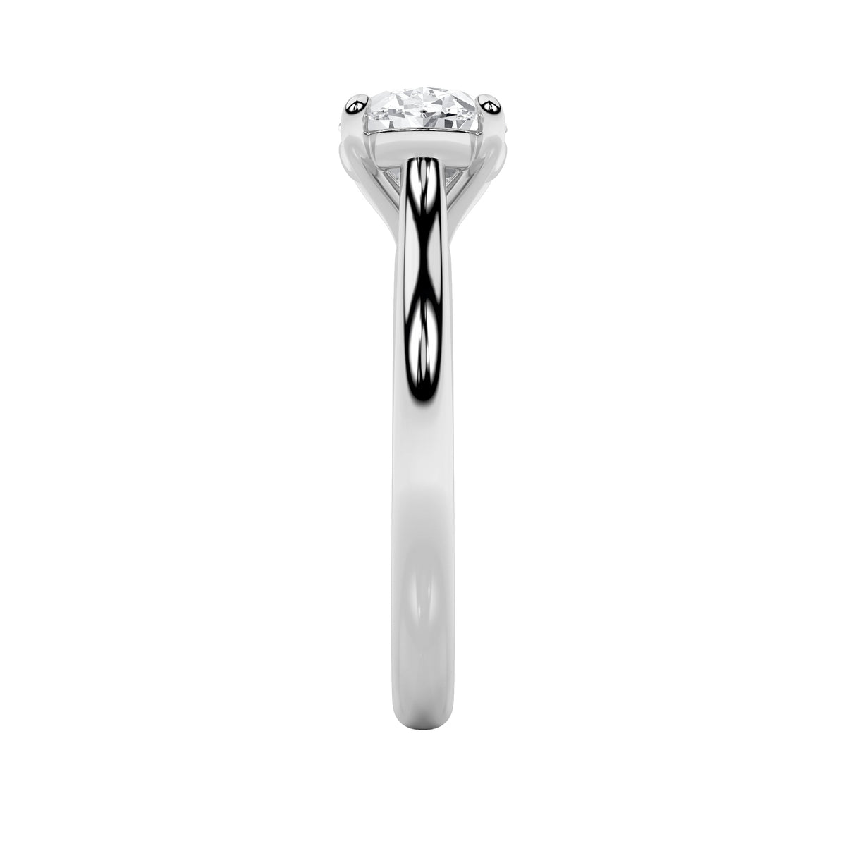 2CTW Oval Lab-Grown Diamond Prong East West Accented Ring 1 Stone