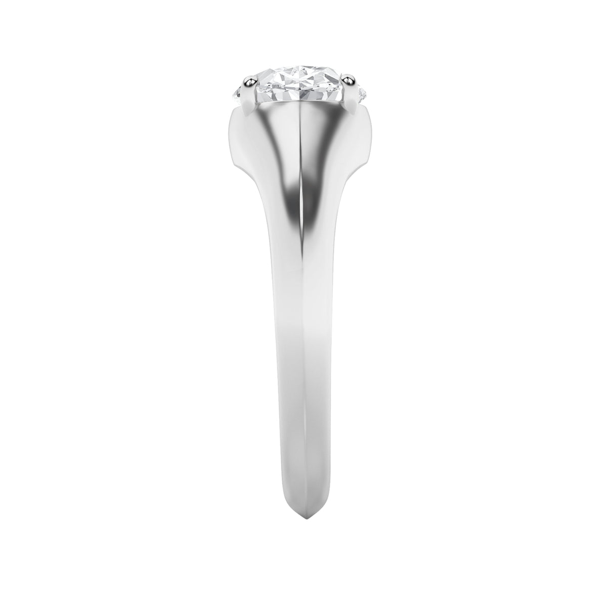 2CTW Oval Lab-Grown Diamond Prong East West Solitaire Ring 1 Stone - White Gold