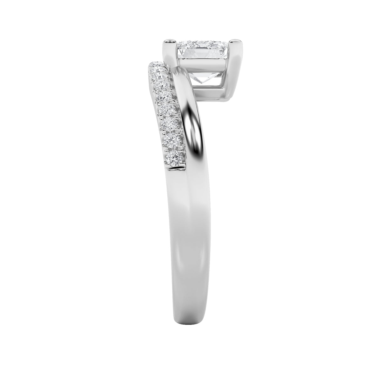 1.5CTW Emerald Lab-Grown Diamond Prong East West Accented Solitaire Ring 22 Stones