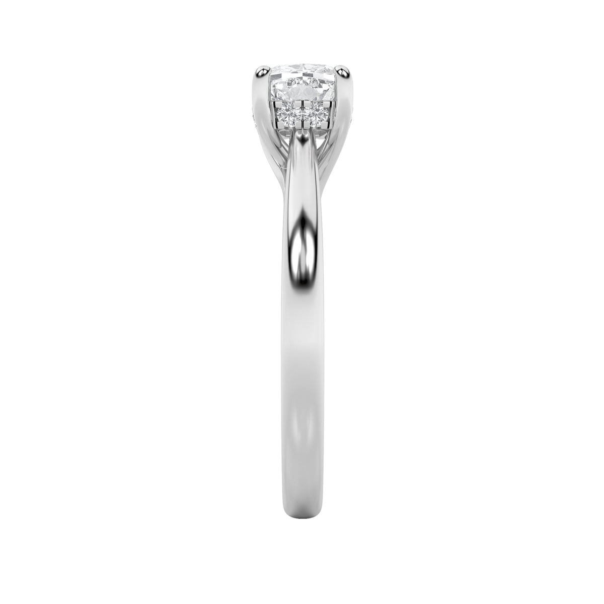 1.5CTW Elongated Cushion Lab-Grown Diamond Prong East West Solitaire Ring 11 Stones