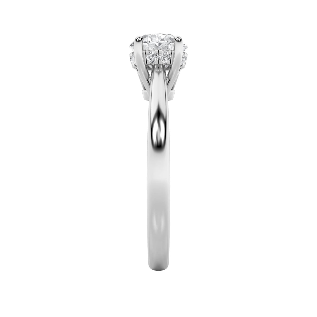 1.5CTW Oval Lab-Grown Diamond Prong East West Solitaire Ring 13 Stones