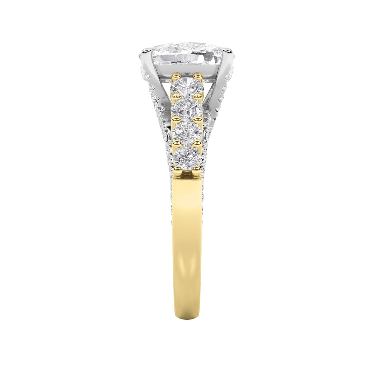 4CTW Elongated Cushion Lab-Grown Diamond Prong Ring 65 Stones
