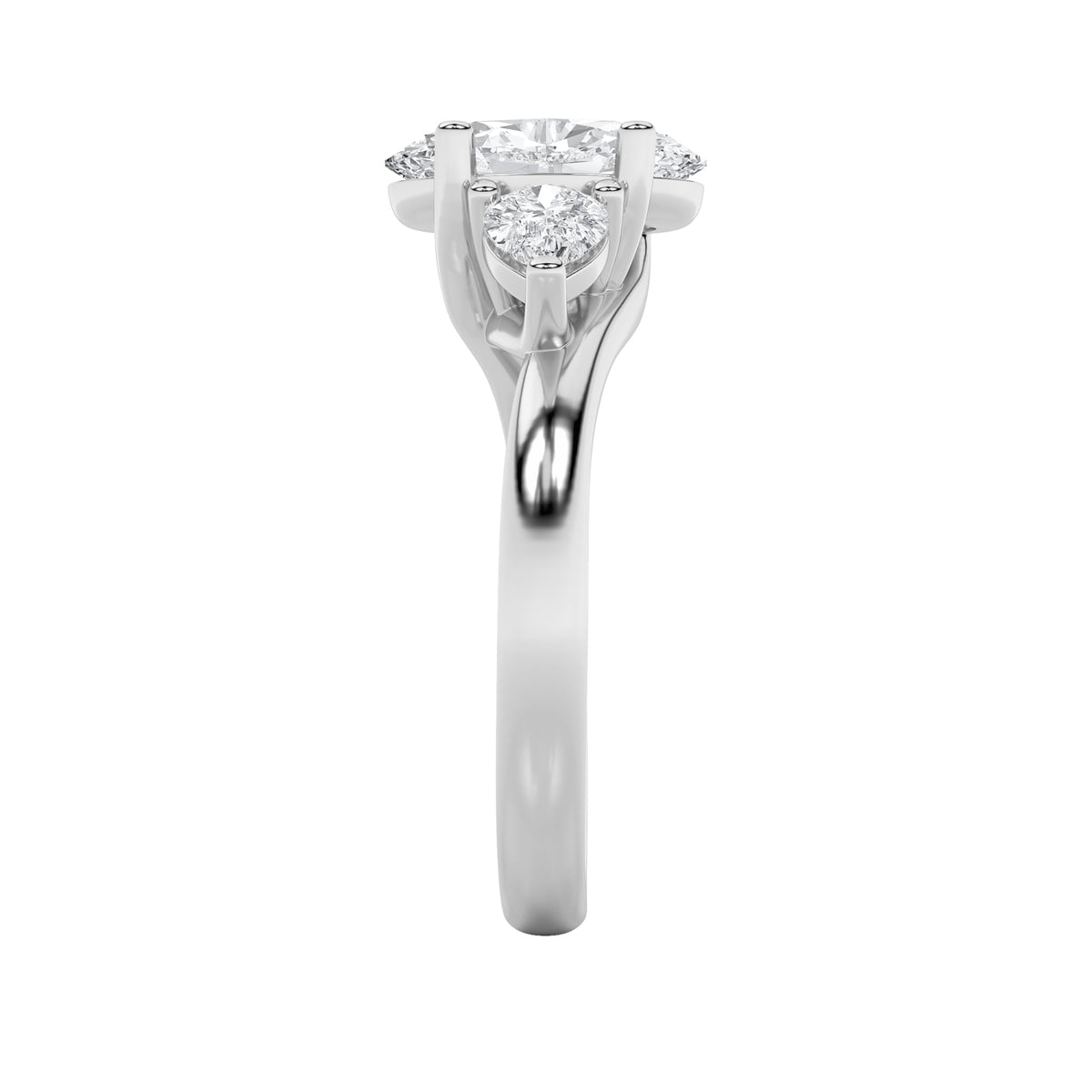 2.5CTW Oval Lab-Grown Diamond Prong Accented Three Stone Ring 3 Stones
