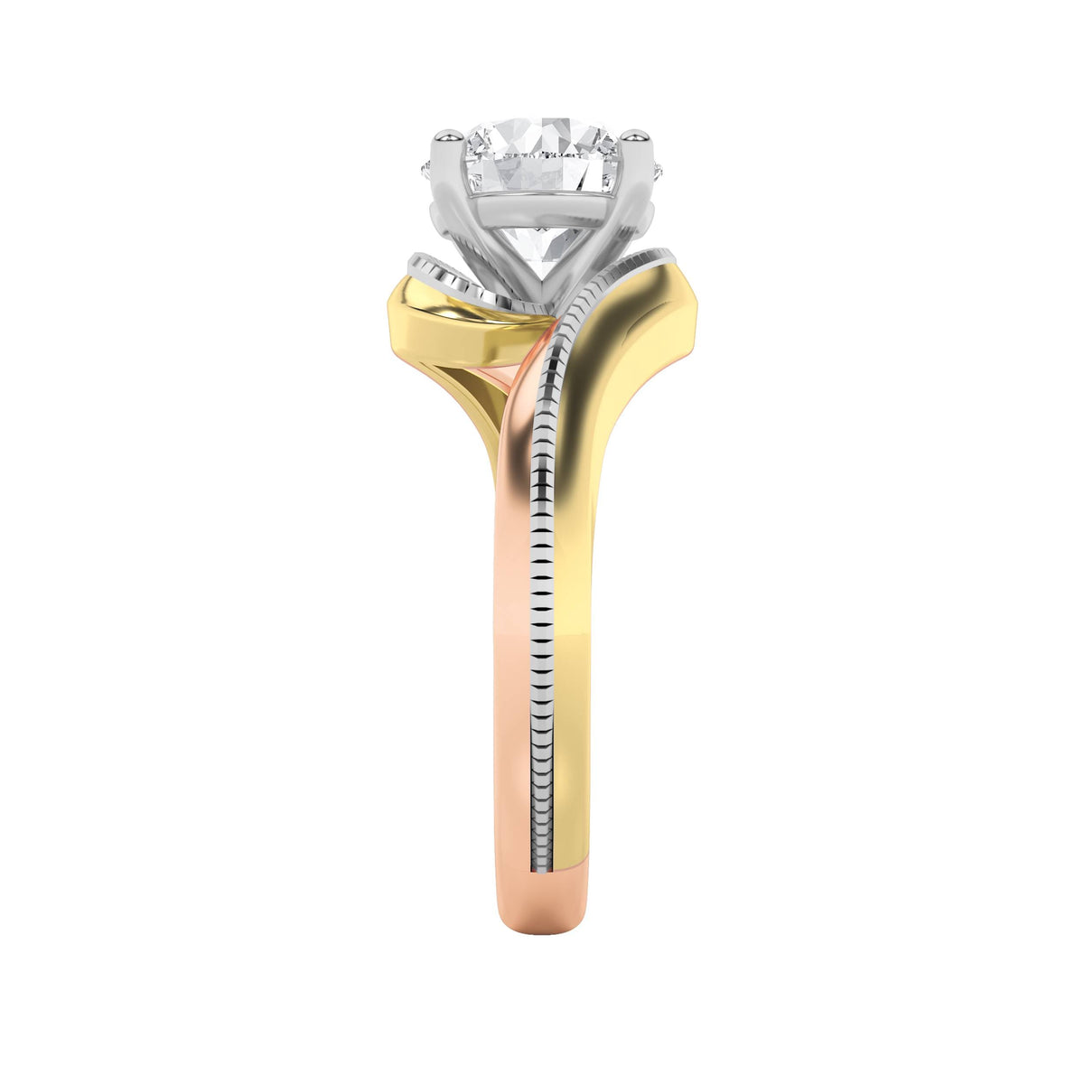 2CTW Round Lab-Grown Diamond Prong Three Tone Solitaire Engagement Ring 1 Stone