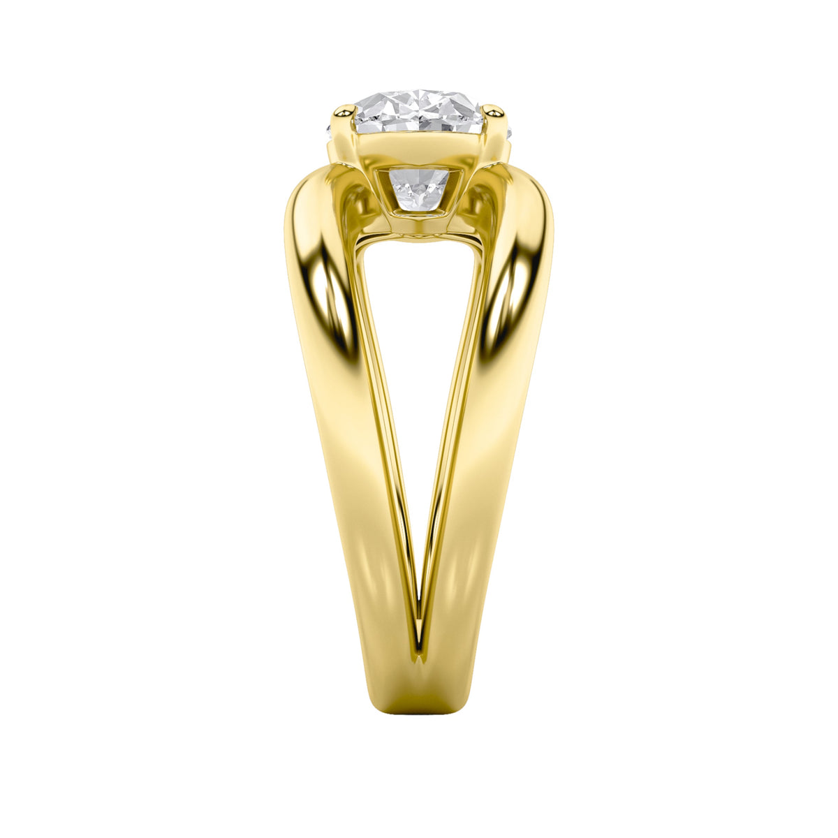 2CTW Oval Lab-Grown Diamond Prong East West Solitaire Ring 1 Stone - Yellow Gold