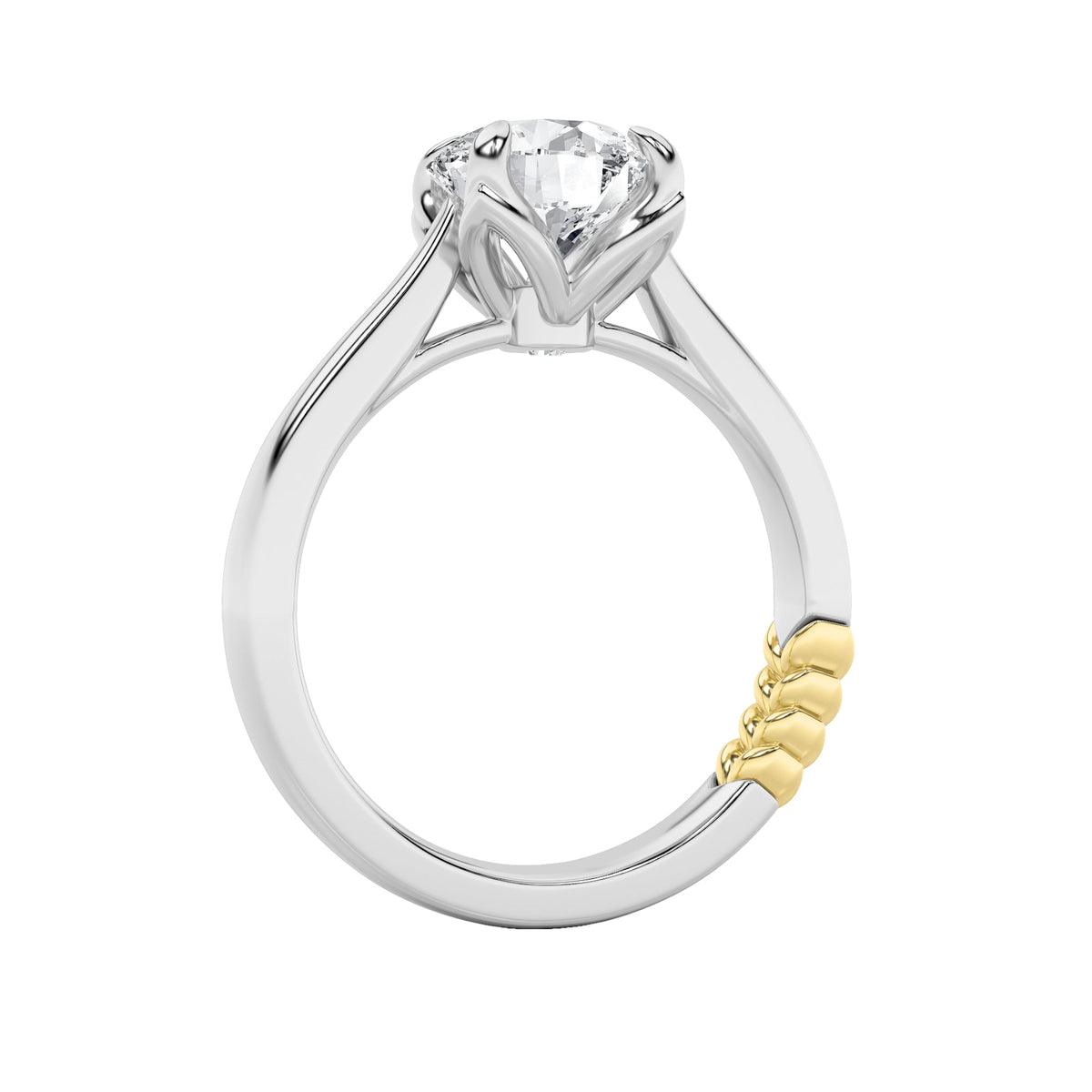 2CTW Round Lab-Grown Diamond Prong Two Tone Classic Solitaire Engagement Ring 2 Stones