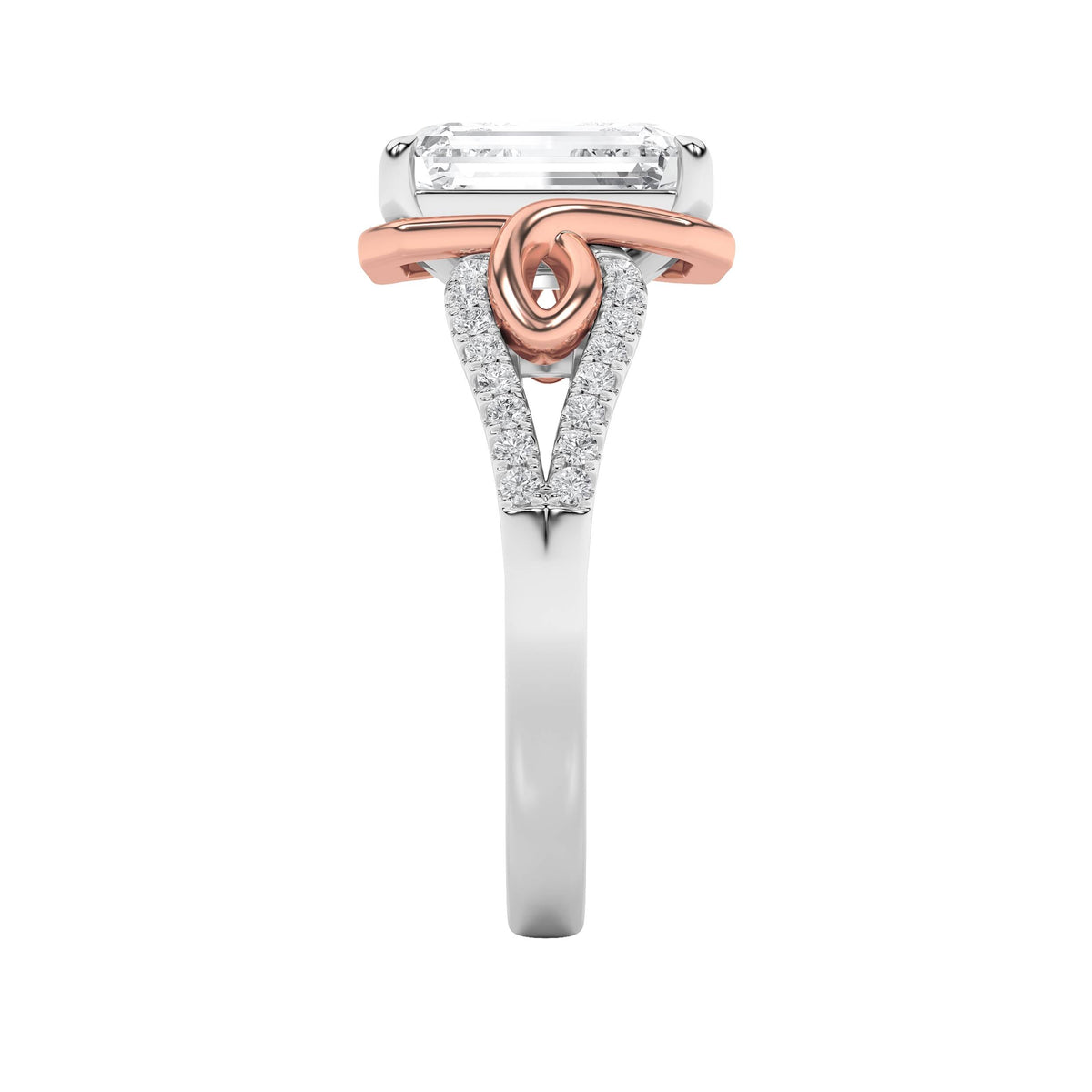 4.25CTW Emerald Lab-Grown Diamond Prong Bold Accented Two Tone Engagement Ring 61 Stones