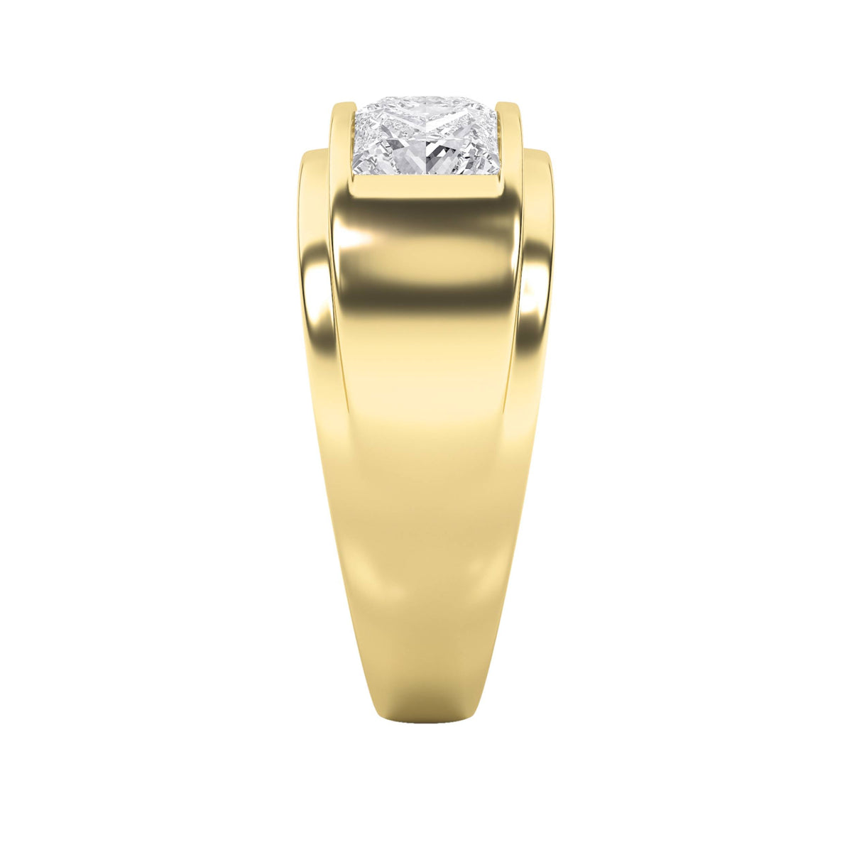 3CTW Princess Lab-Grown Diamond Three Stone Channel Set Men's Ring 3 Stones