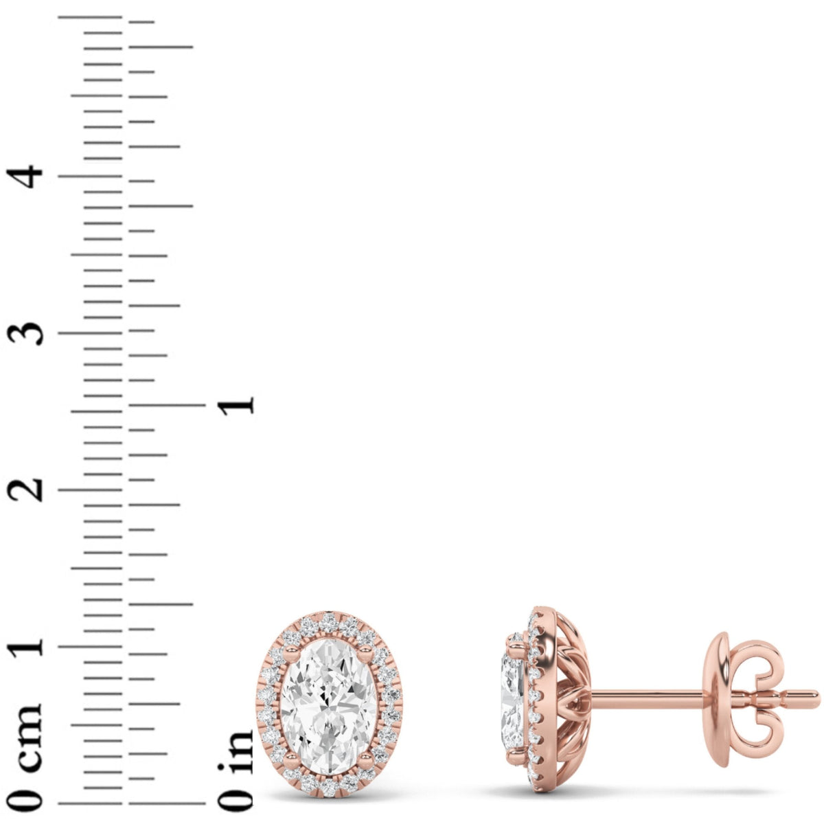 3CTW Oval Lab-Grown Diamond Prong Halo Stud Earrings 52 Stones