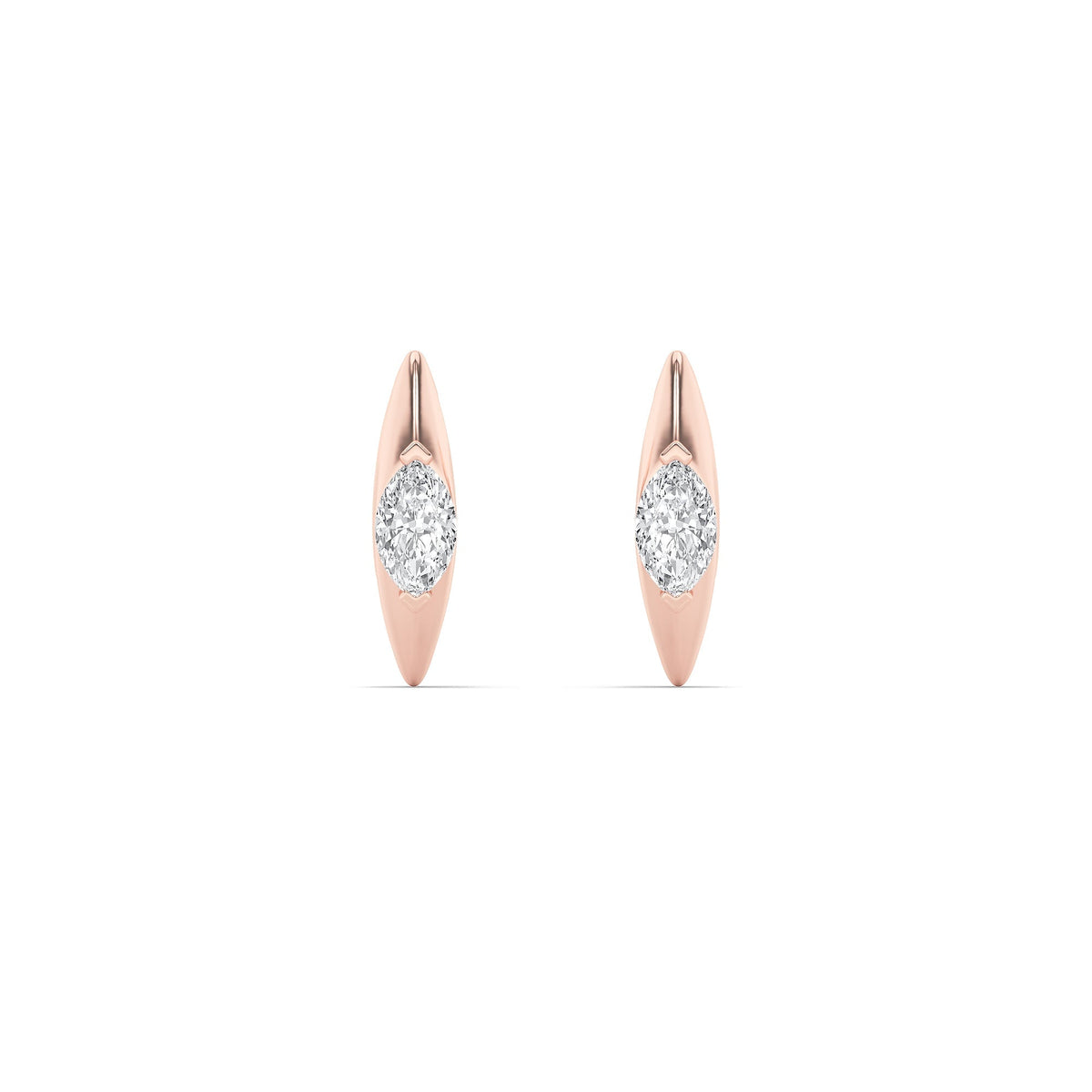 1CTW Marquise Lab-Grown Diamond Solitaire Huggie Earrings 2 Stones
