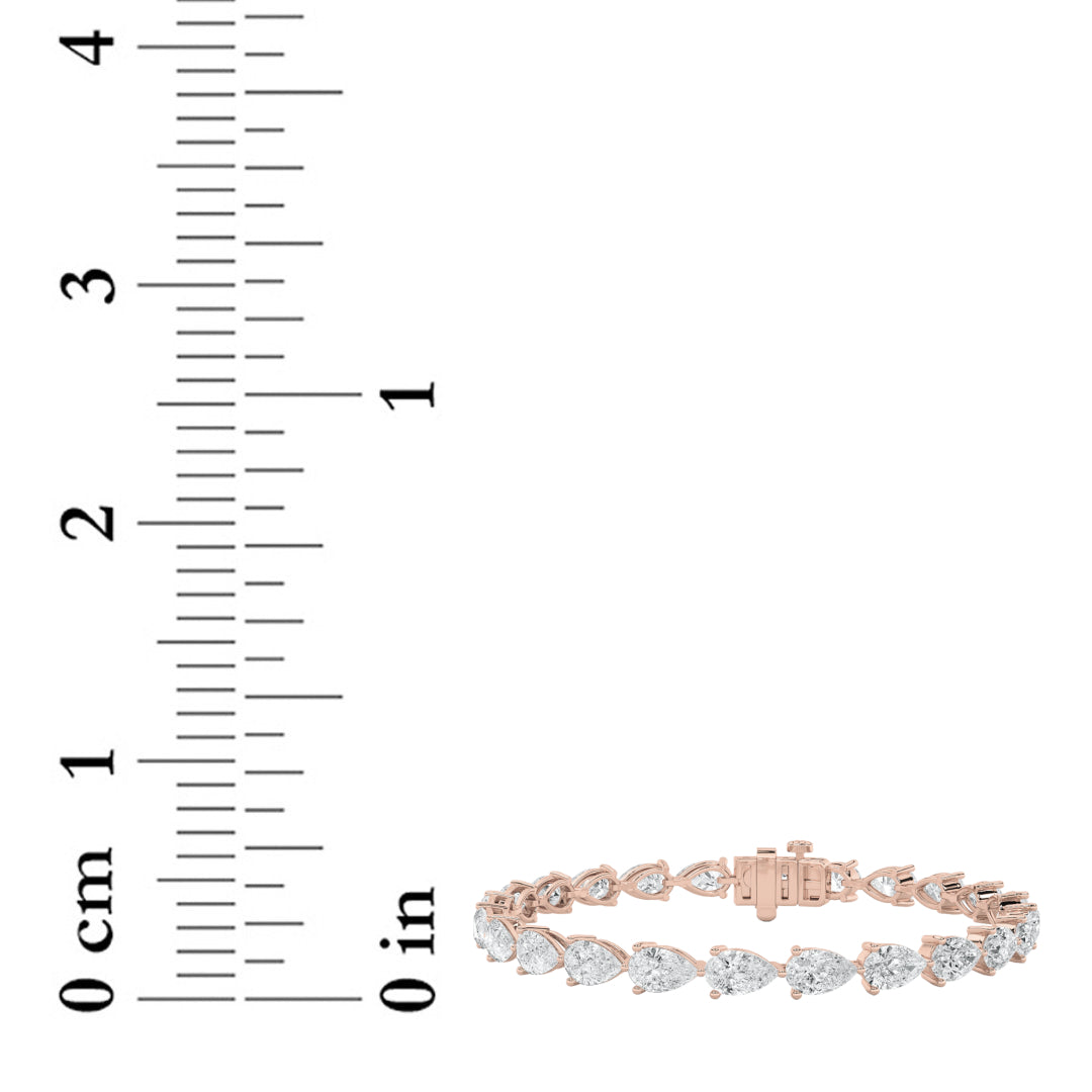 8.5CTW Pear Lab-Grown Diamond Prong Fancy Line Bracelet 27 Stones