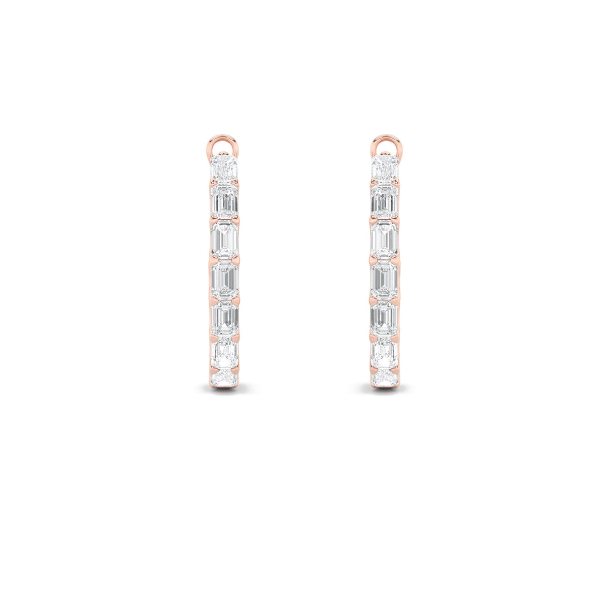 4.25CTW Emerald Lab-Grown Diamond Prong Inside Out Hoop Earrings 22 Stones