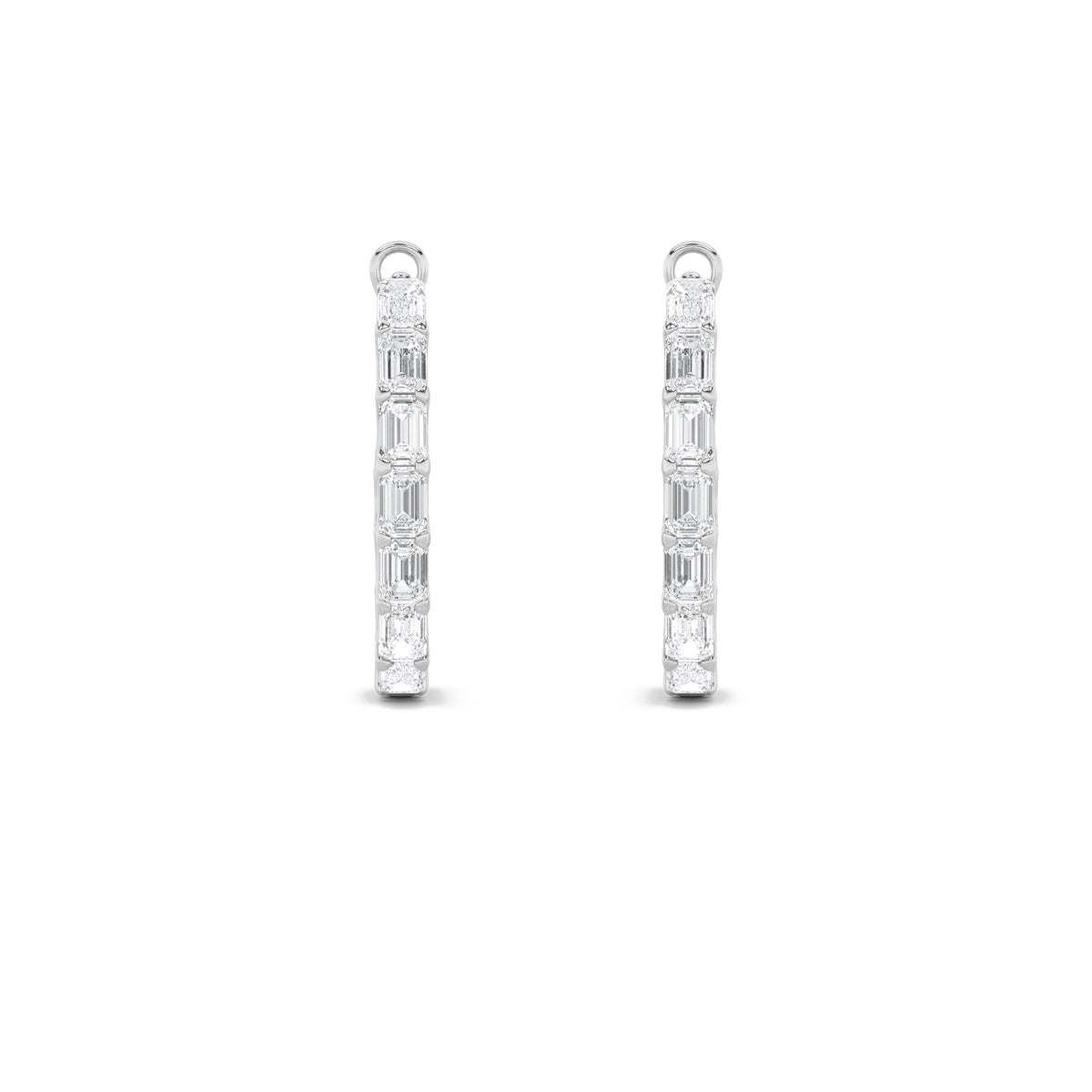 4.75CTW Emerald Lab-Grown Diamond Inside Out Hoop Earrings 22 Stones