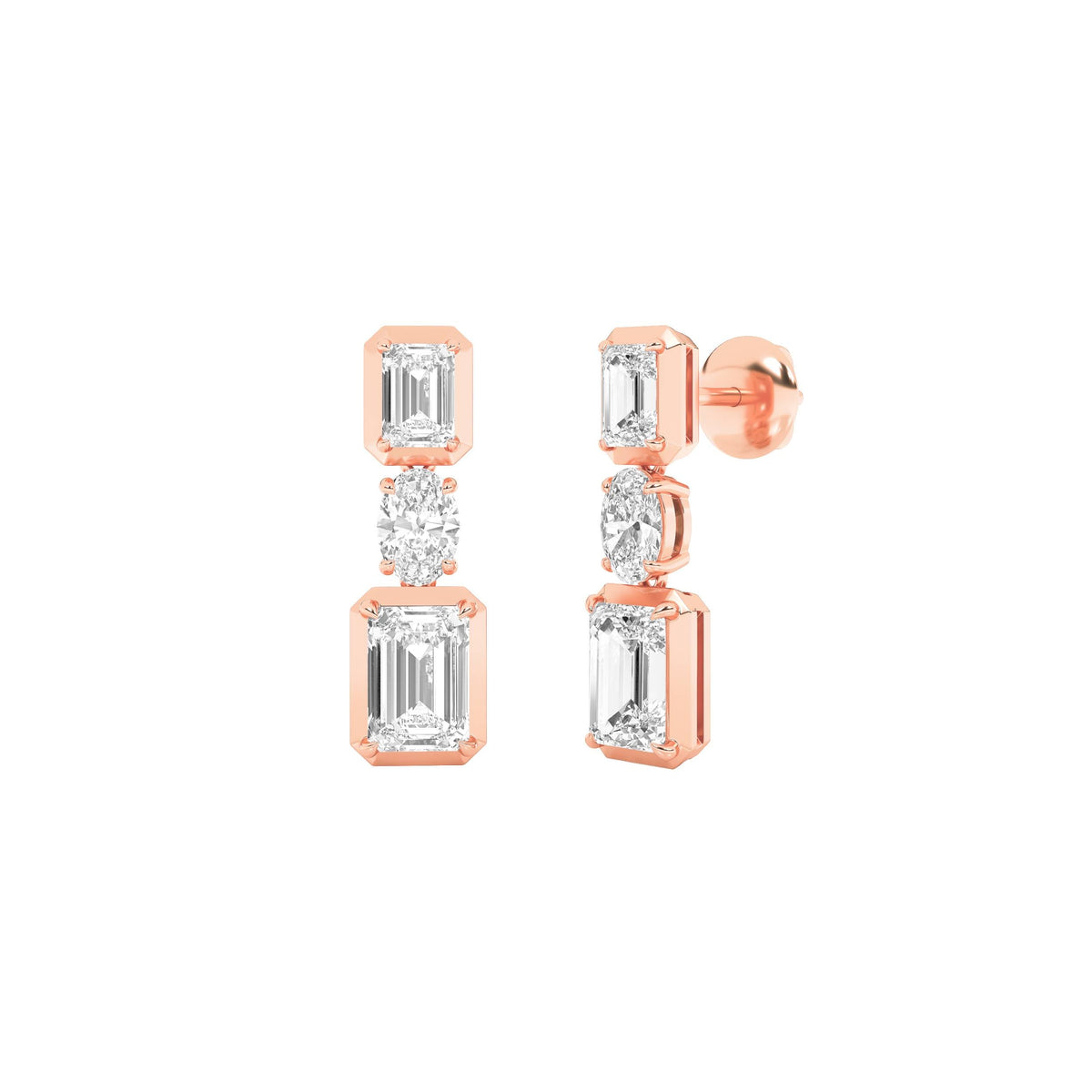 3CTW Radiant Lab-Grown Diamond Prong Dangle Earrings 6 Stones
