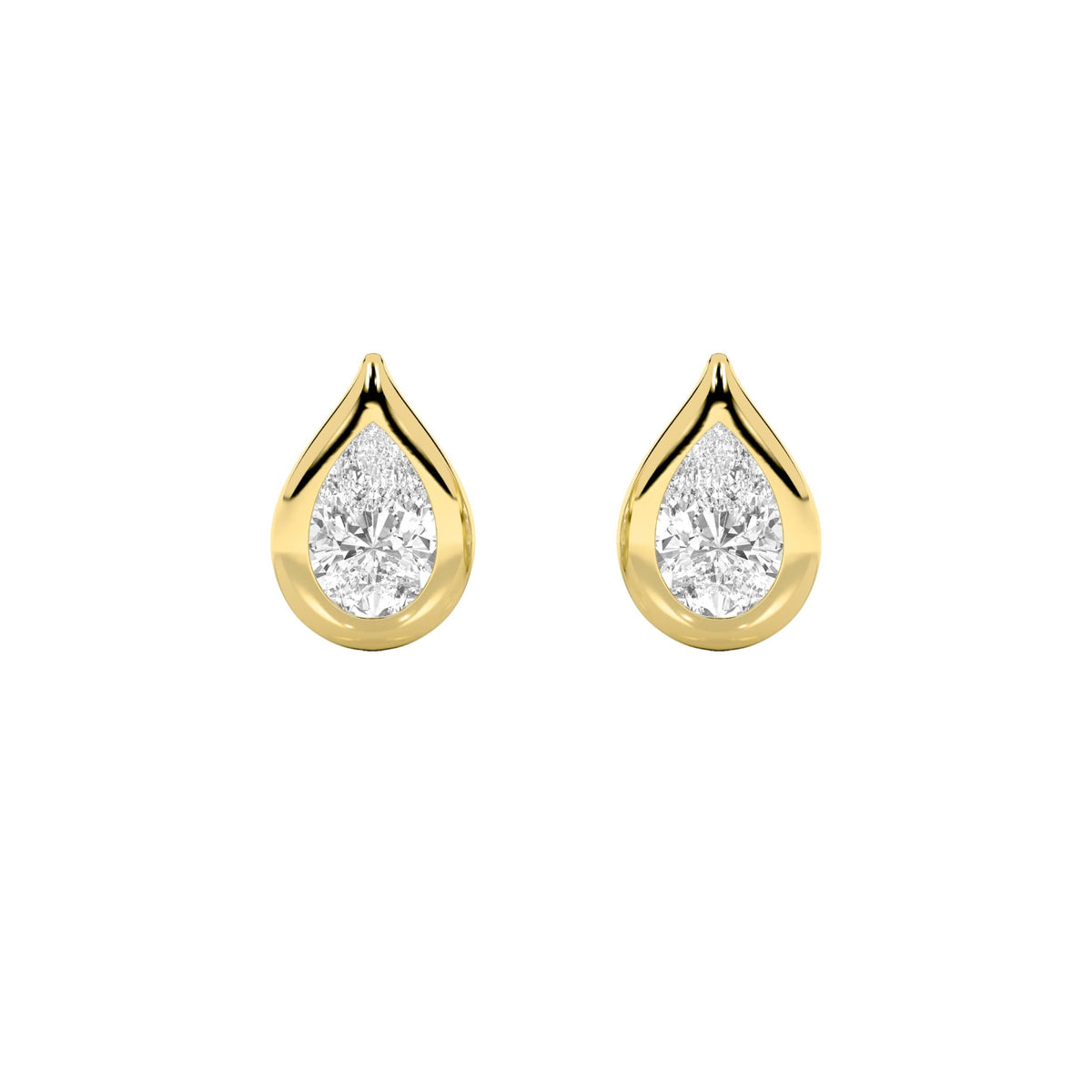 2CTW Pear Lab-Grown Diamond Bezel Stud Earrings 2 Stones