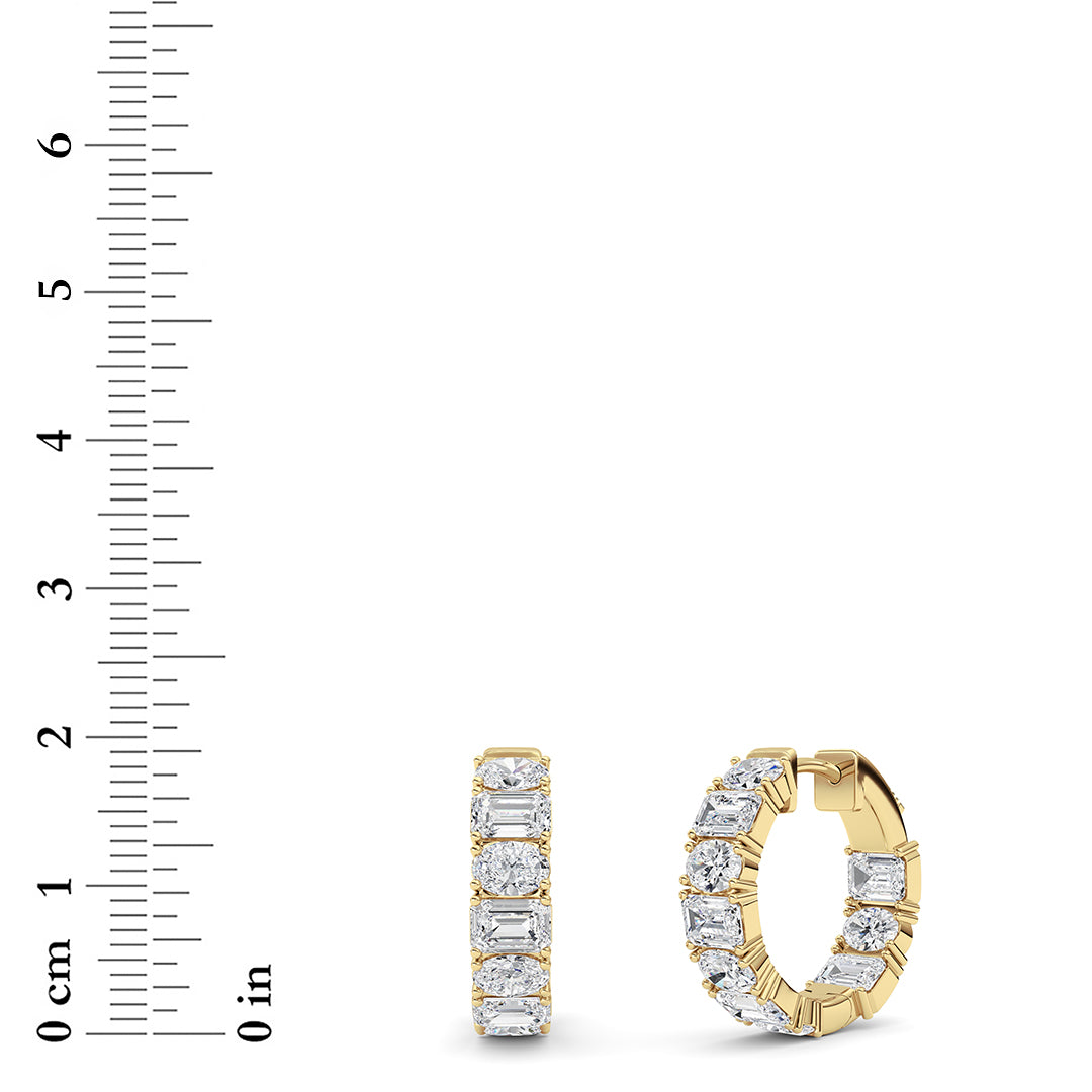 5CTW Emerald Lab-Grown Diamond Prong Inside Out Hoop Earrings 20 Stones 4.7mm Width