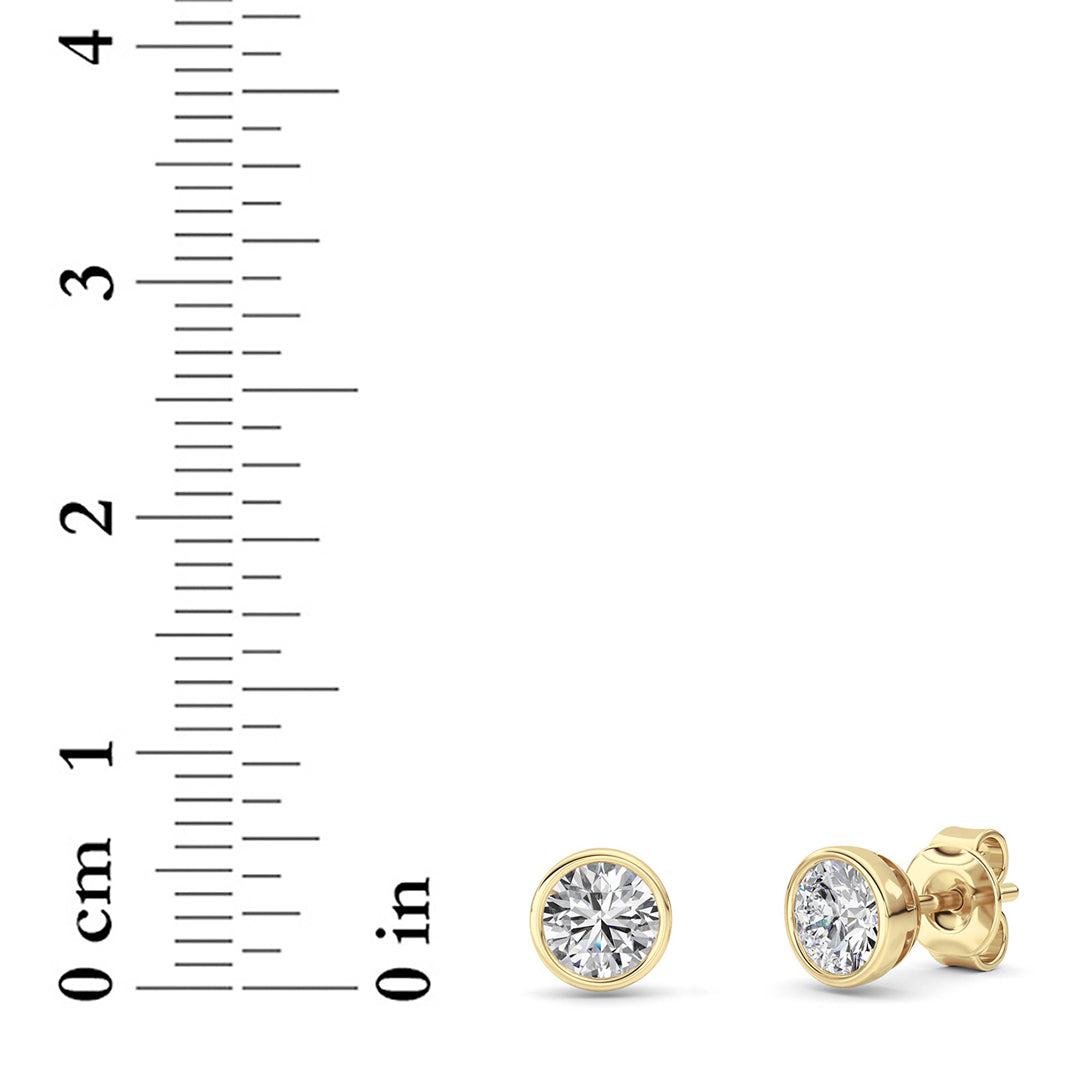 1CTW Round Lab-Grown Diamond Bezel Set Earrings 2 Stones