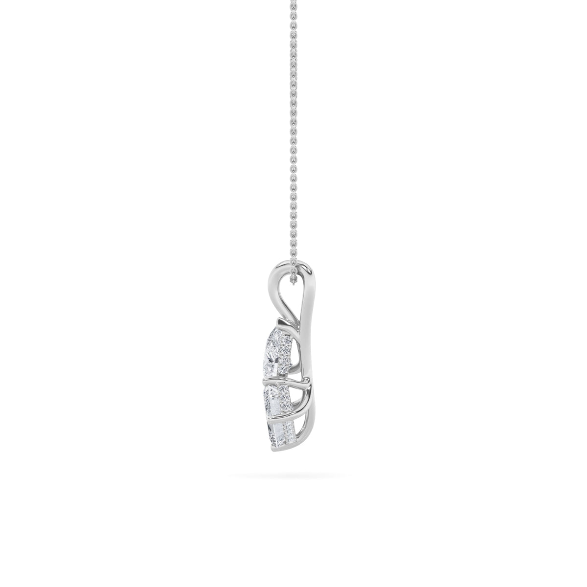 3CTW Emerald Lab-Grown Diamond Prong Toi et Moi Pendant 26 Stones
