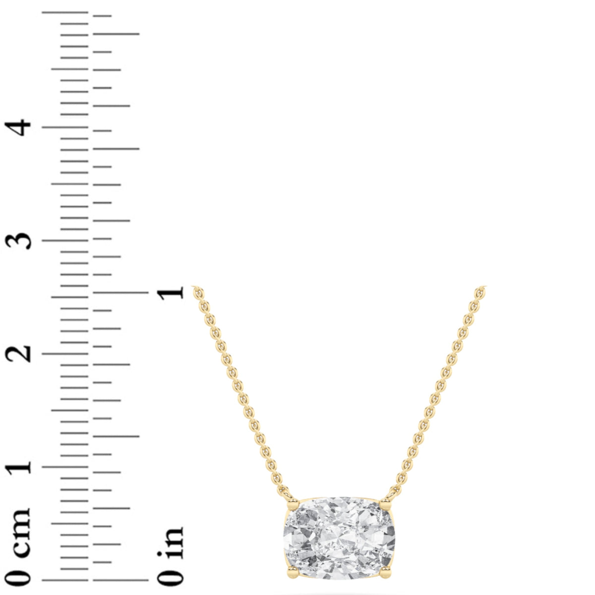 3CTW Elongated Cushion Lab-Grown Diamond Prong East West Solitaire Necklace 1 Stone