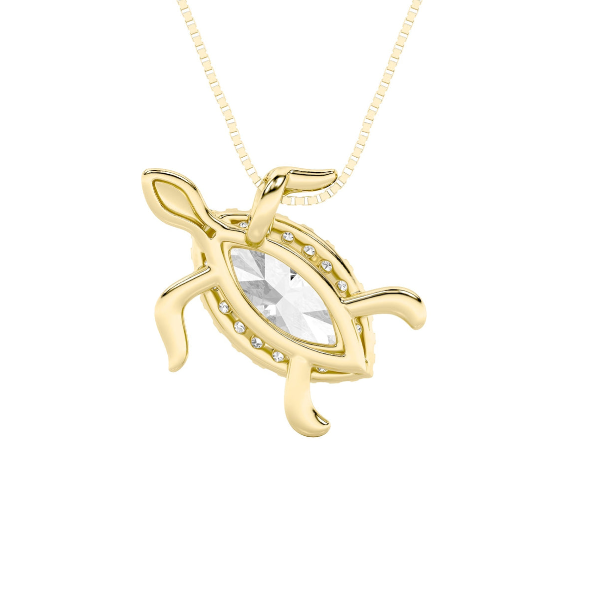 2CTW Marquise Lab-Grown Diamond Accented Turtle Pendant 25 Stones
