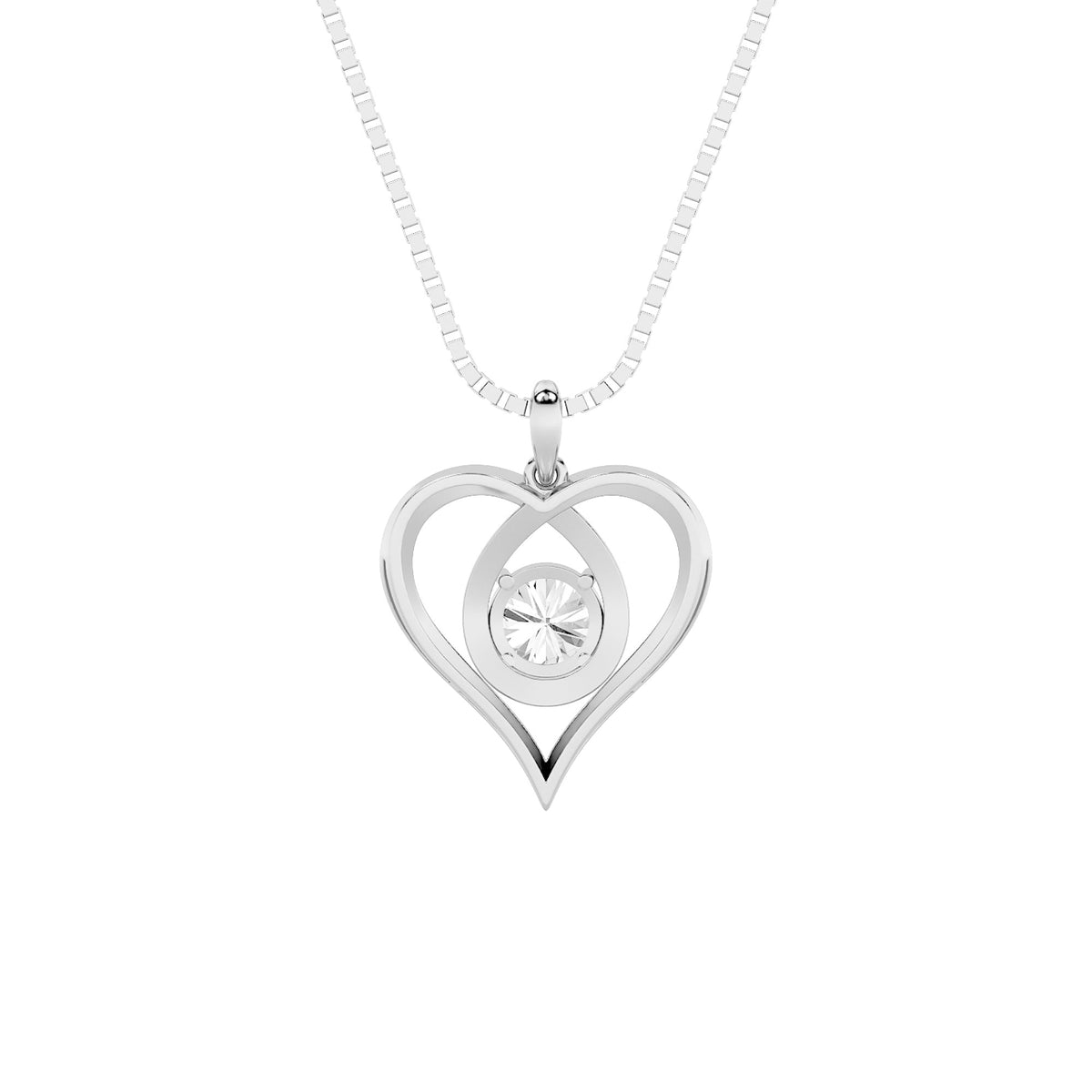 1.5CTW Round Lab-Grown Diamond Heart Pendant 1 Stone