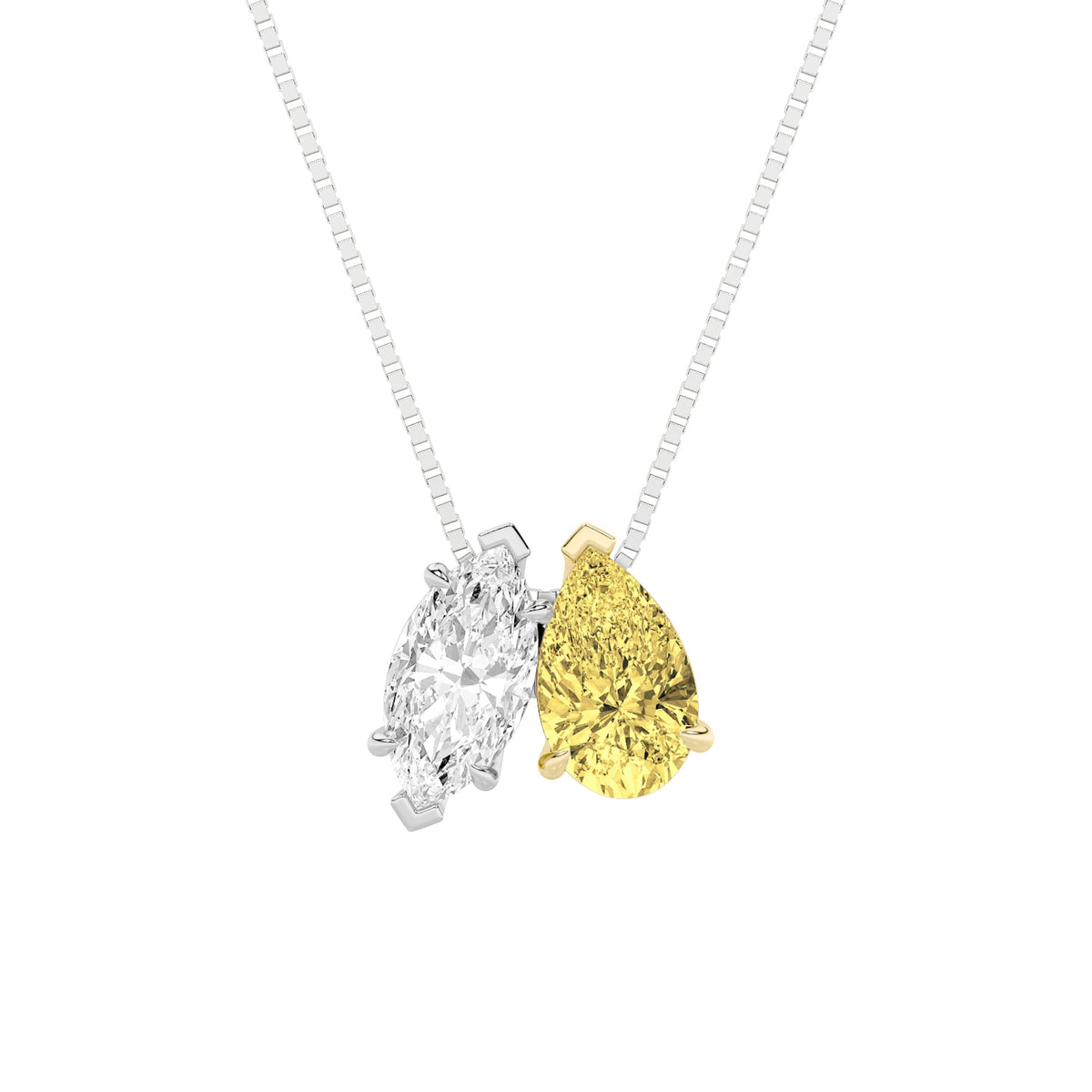 2.5CTW Pear Fancy Yellow & White Lab-Grown Diamond Two Stone Fancy Pendant 2 Stones
