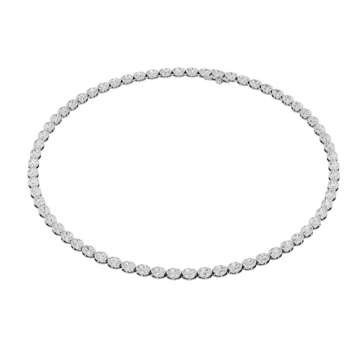 22.25CTW Oval Lab-Grown Diamond East West Bezel Set Necklace 74 Stones
