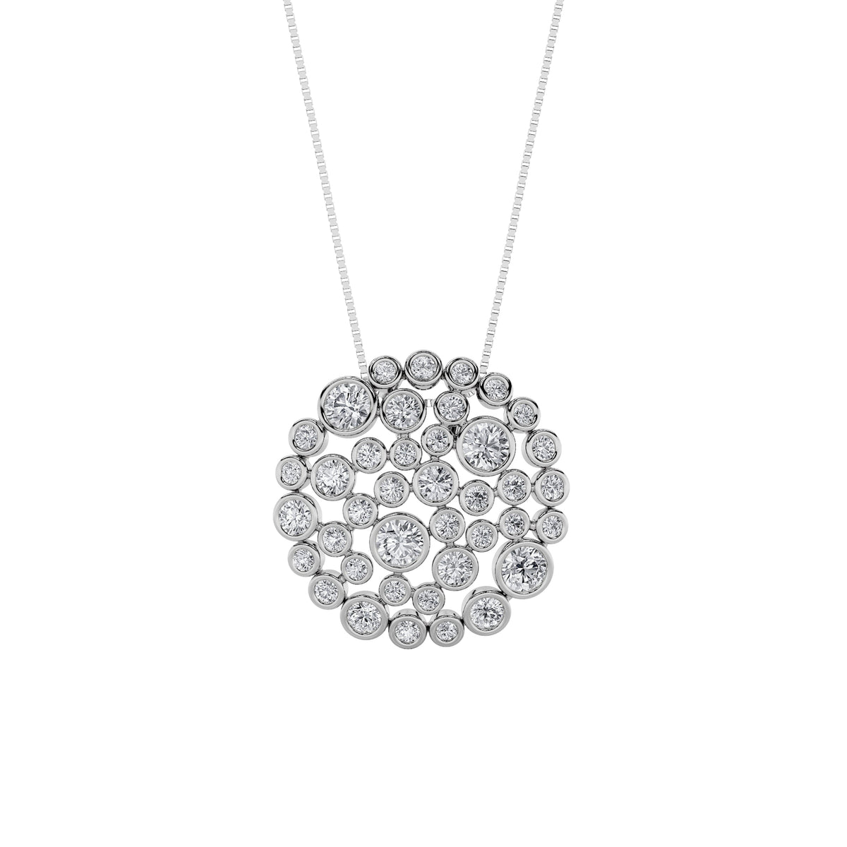 2CTW Round Lab-Grown Diamond Bezel Set Bubble Pendant 40 Stones