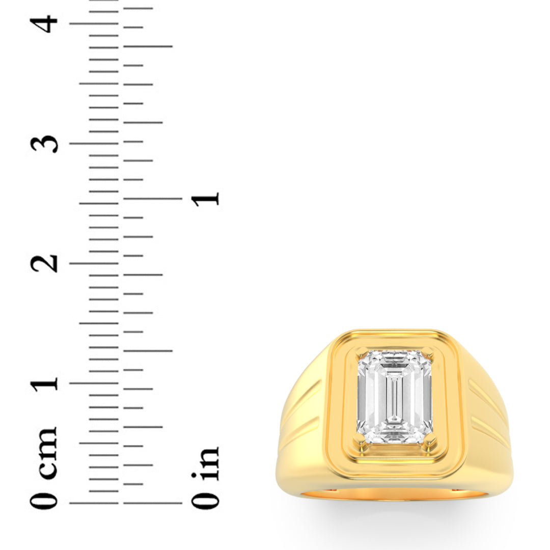 2CTW Emerald Lab-Grown Diamond Prong Men's Ring 1 Stone F Color