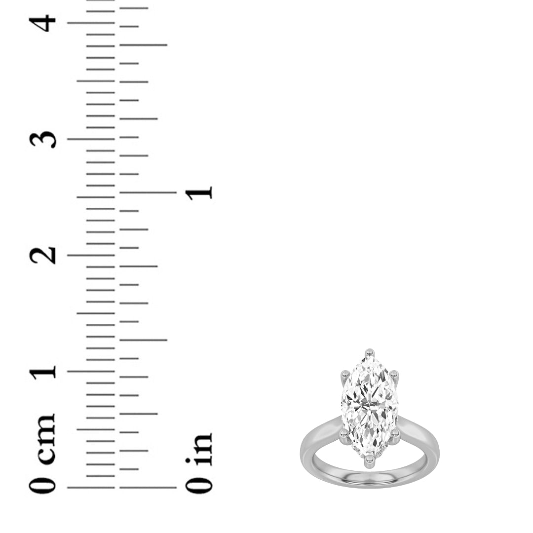 3CTW Marquise Lab-Grown Diamond Prong Hidden Halo Cathedral Shank Engagement Ring 19 Stones