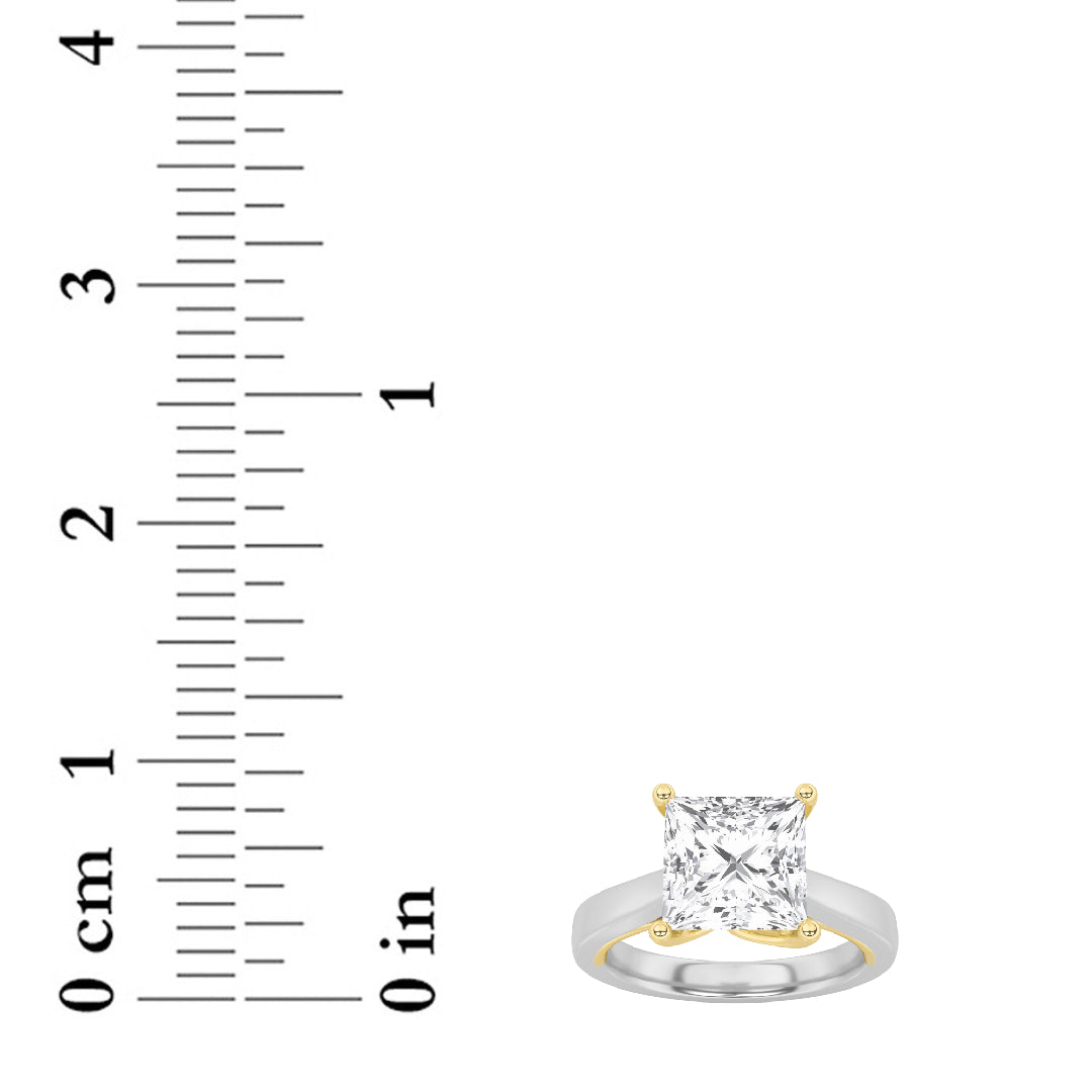 3CTW Princess Lab-Grown Diamond Prong Two Tone Twisted Basket Cathedral Shank Solitaire Ring 1 Stone