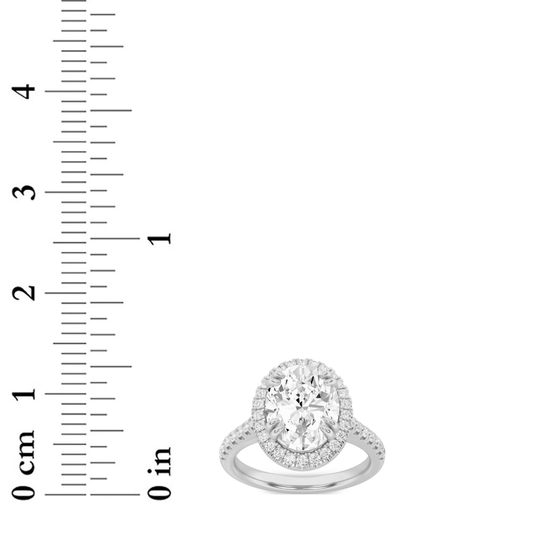 3CTW Oval Lab-Grown Diamond Prong Classic Halo Accented Engagement Ring 53 Stones