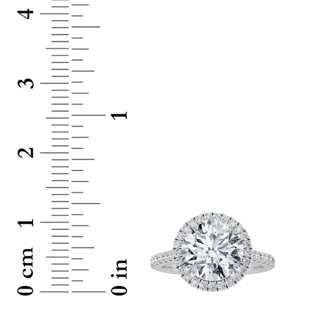 5CTW Round Lab-Grown Diamond Prong Classic Halo Accented Engagement Ring 53 Stones