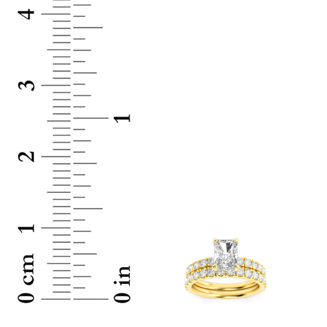 2CTW Radiant Lab-Grown Diamond Prong Classic Accented Set With Band and Engagement Ring 31 Stones