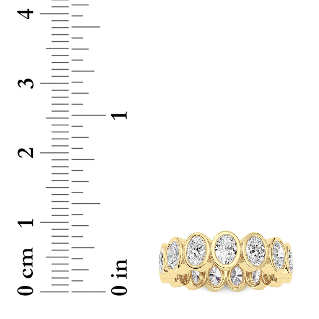 2.25CTW Oval Lab-Grown Diamond Bezel Eternity Band Ring 15 Stones