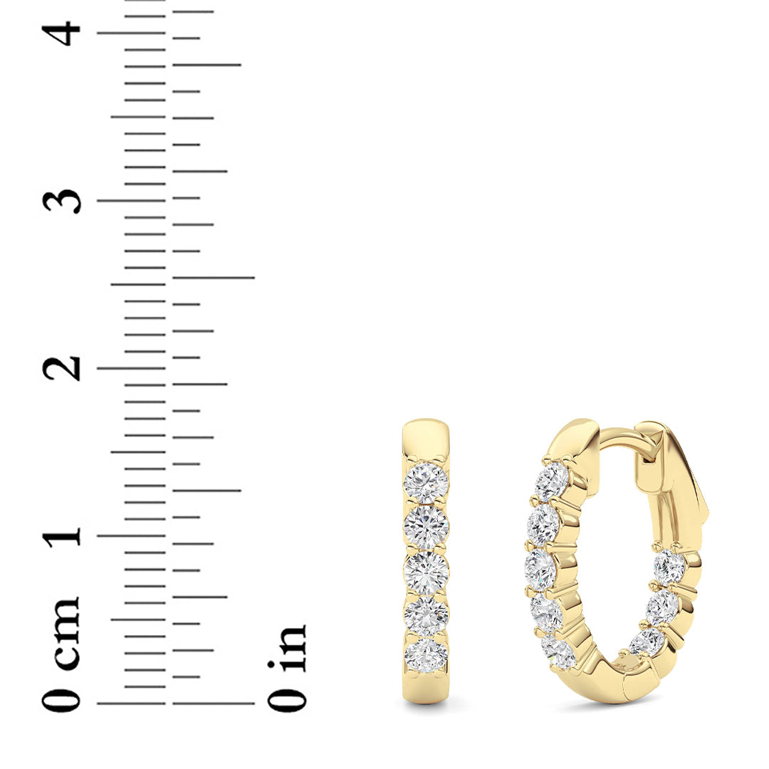 1CTW Round Lab-Grown Diamond Prong Inside Out Hoop Earring 16 Stones