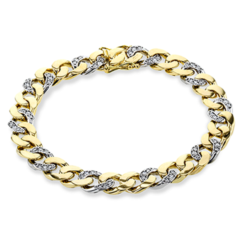 Diamond Curb Link Chain Bracelet in 14K White & Yellow Gold